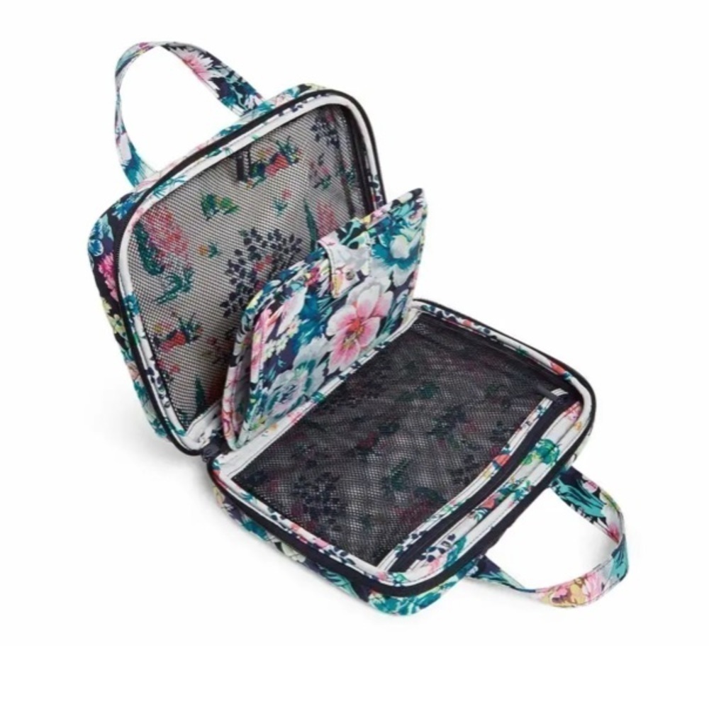 Vera Bradley Blue And Pink Floral ZipIn Brush Case Signature Cotton Garden Grove - Picture 13 of 13